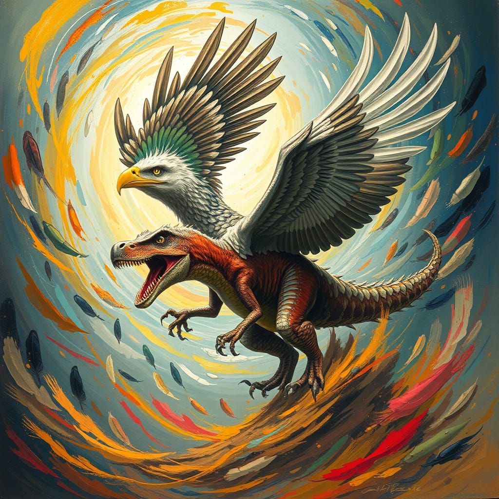 Dinosaur to Eagle Transformation: A Dynamic Digital Painting