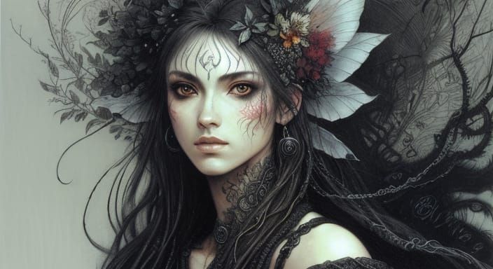 Enchanting Aether Fairy in Charcoal Style