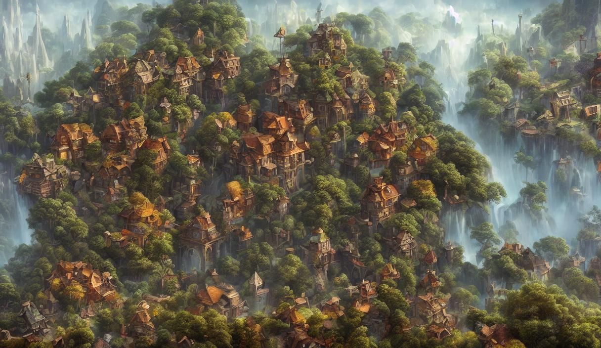Trying my Model. Fantasy forestvillage