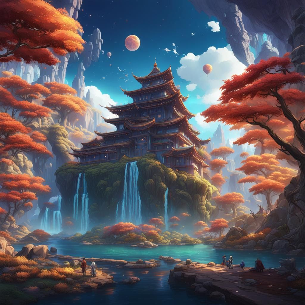 Anime Dreamscape: Detailed Matte Painting