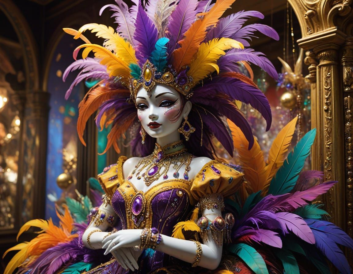 Larger-Than-Life Mardi Gras Sculptures in Vibrant Colors and...
