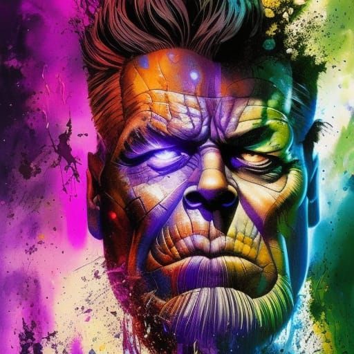 Ink Splash Thanos Artwork in 3D