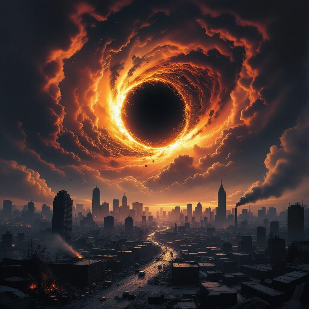 Black Hole Opens Over Apocalyptic City