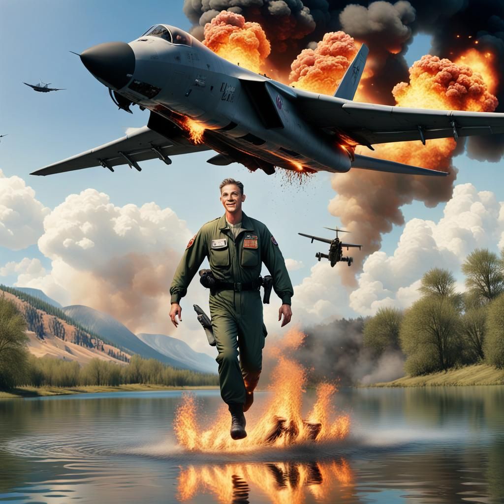 Air Force Pilot's Ascension: A Detailed Matte Painting