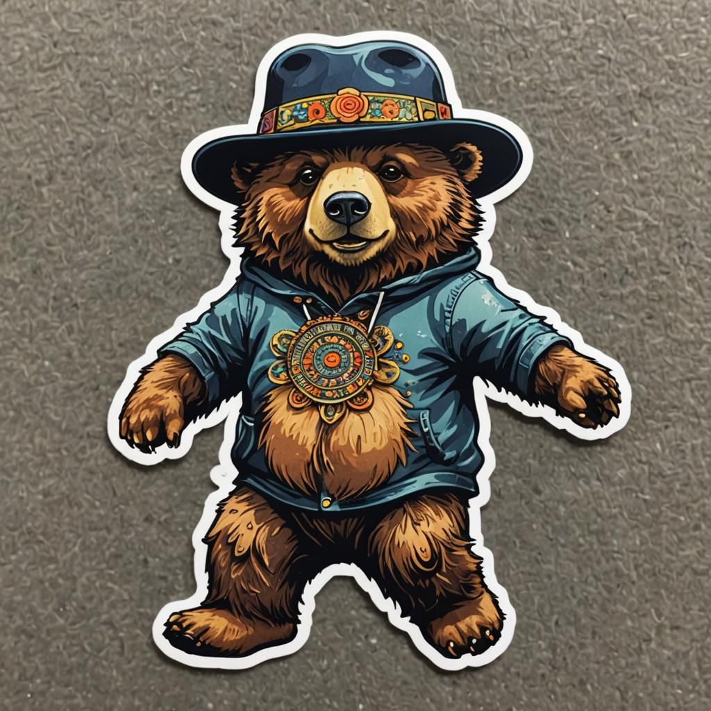 Dancing Bear with Top Hat Sticker