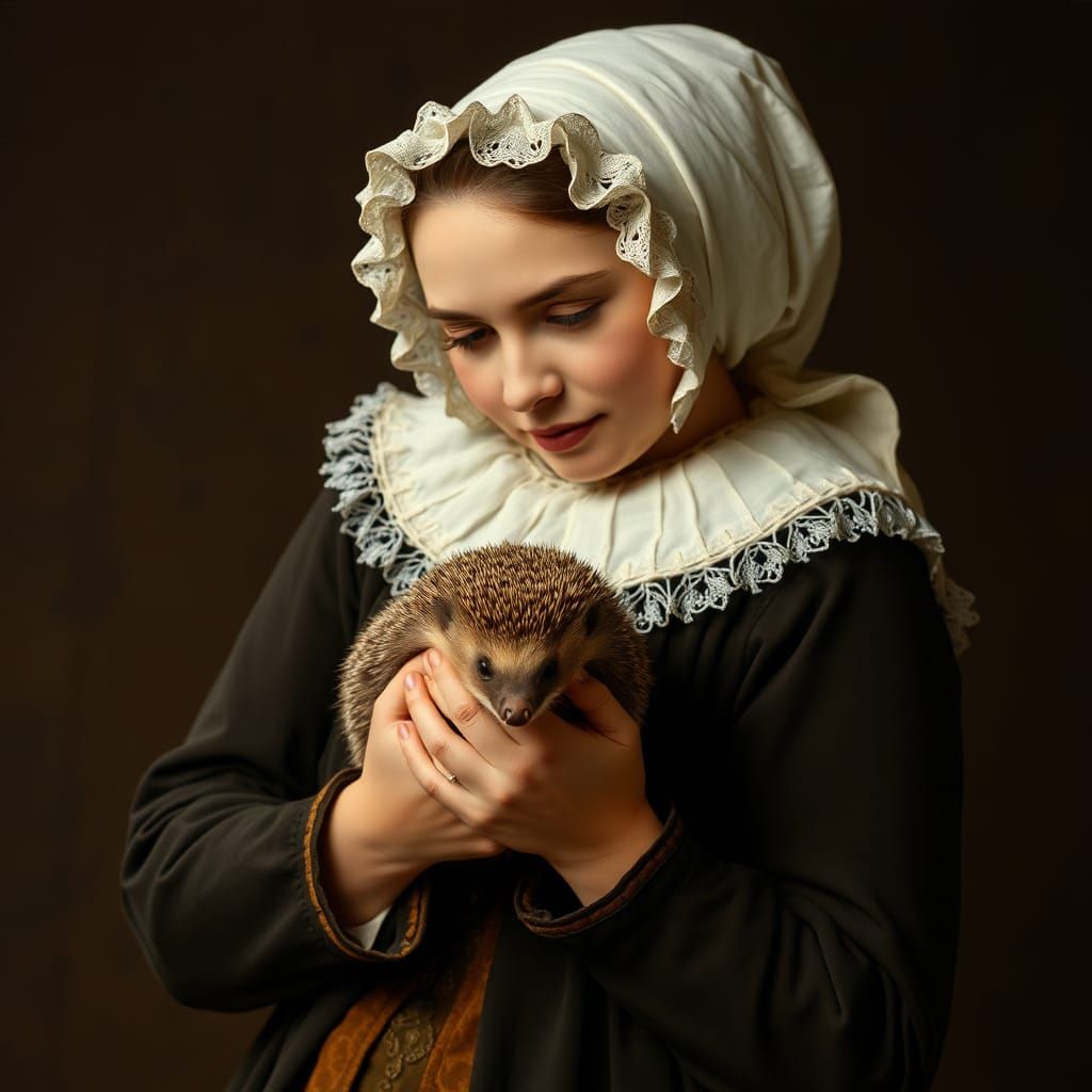 Tudor Woman with Hedgehog Portrait