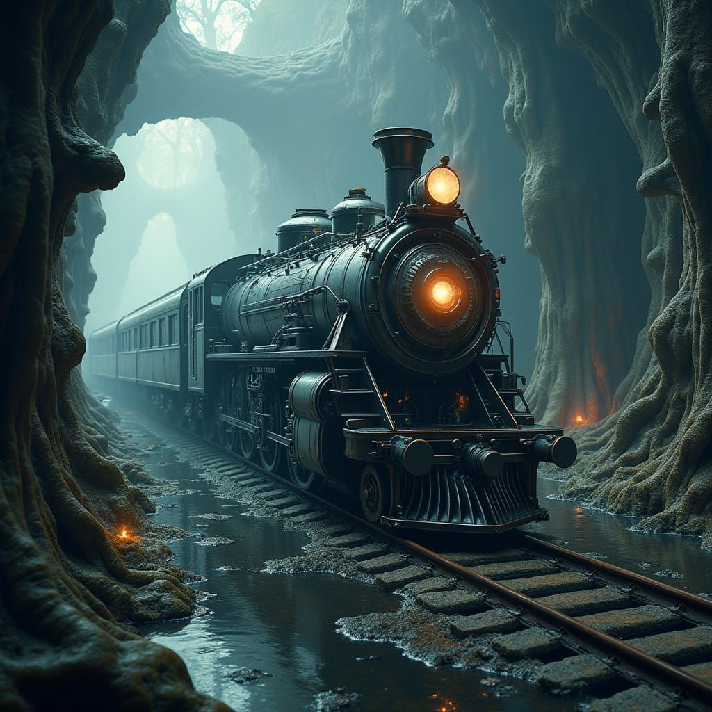 Ethereal Dream Train Trapped in a 4D Tesseract Nightmare