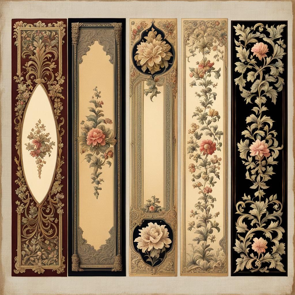 Vintage Rococo Borders with Stained and Worn Details