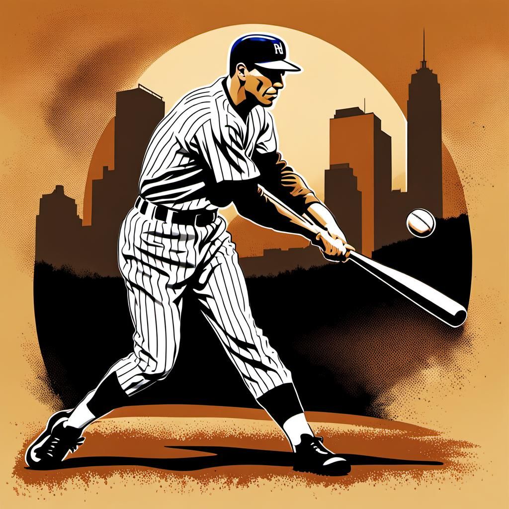 Joe DiMaggio baseball player in action,