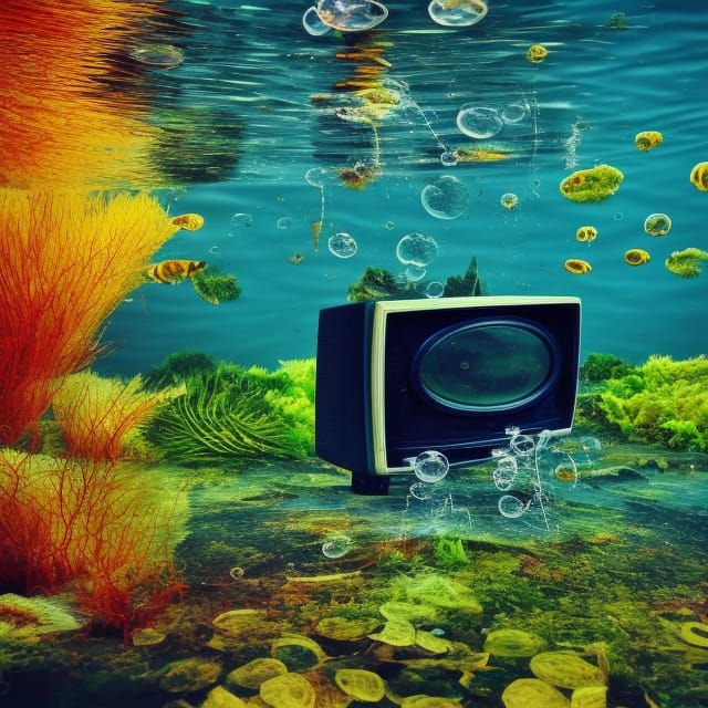 Underwater Television Set in a Lake