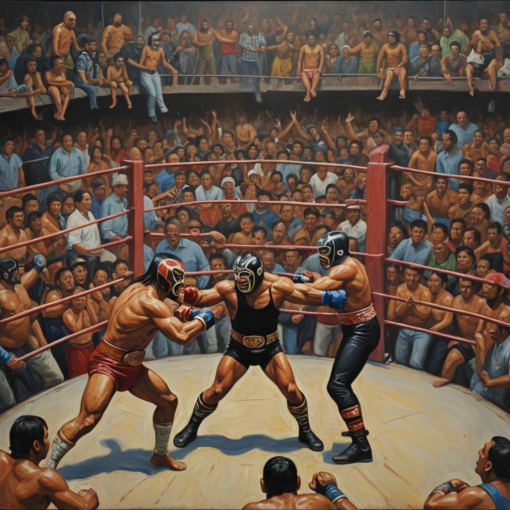 Lucha Libre Wrestlers in Action