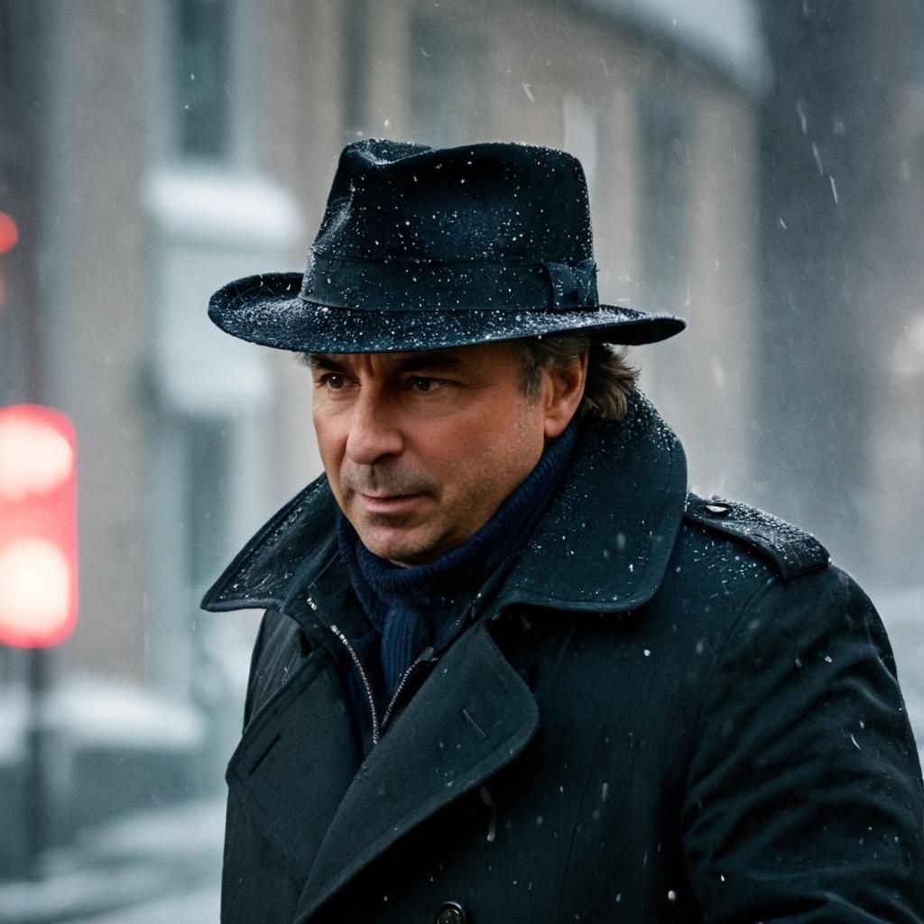 Mysterious Spy in Moscow: 1990s Cinematic Film Still