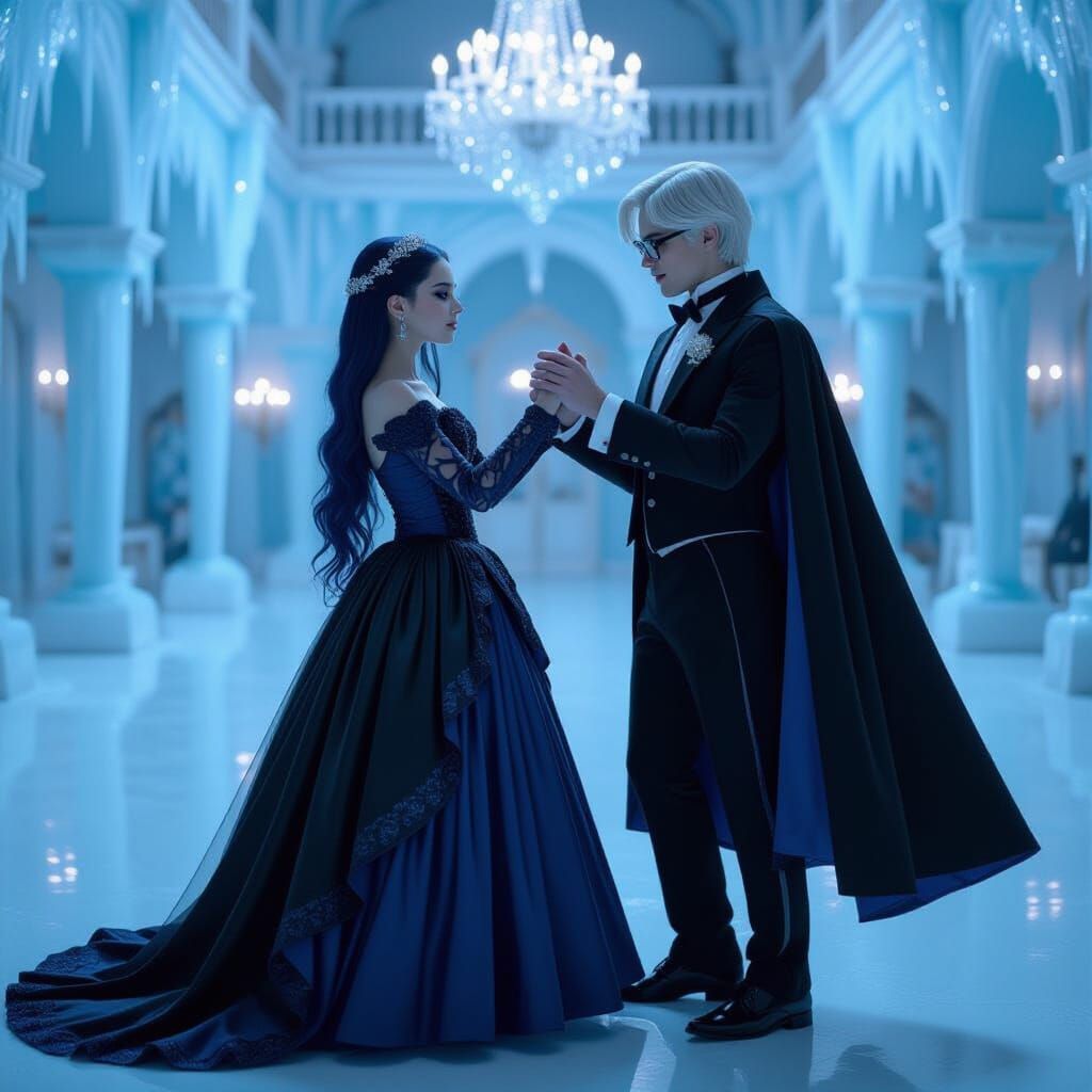 Semi-Vampire Girl Dances in Icy Ballroom