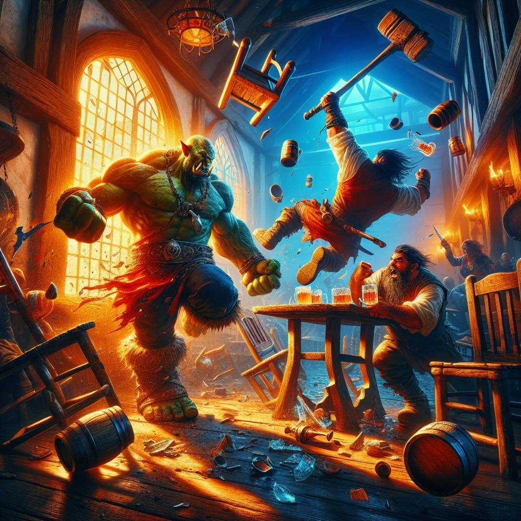 Tavern Brawl: Orc, Dwarf, and Human Mayhem