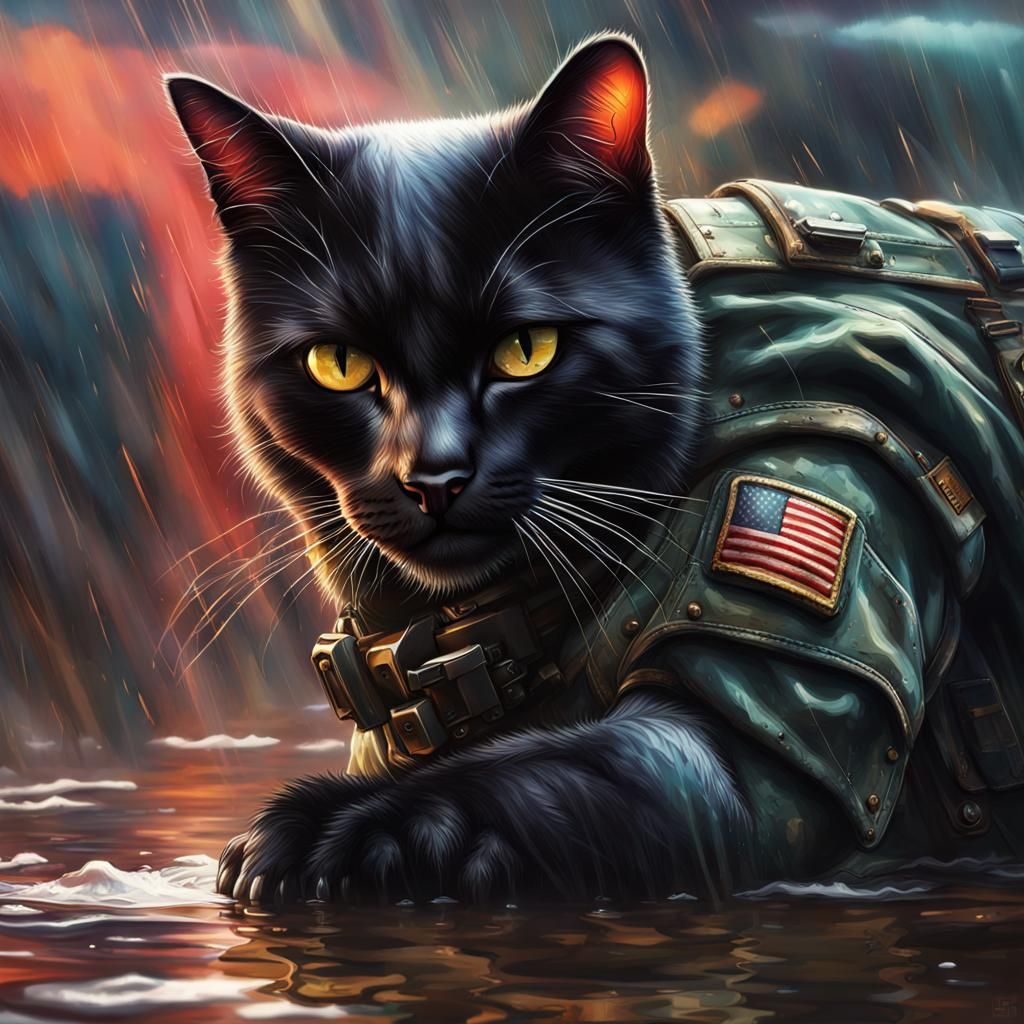 Marine Cat in Uniform: Hyperrealistic Concept Art