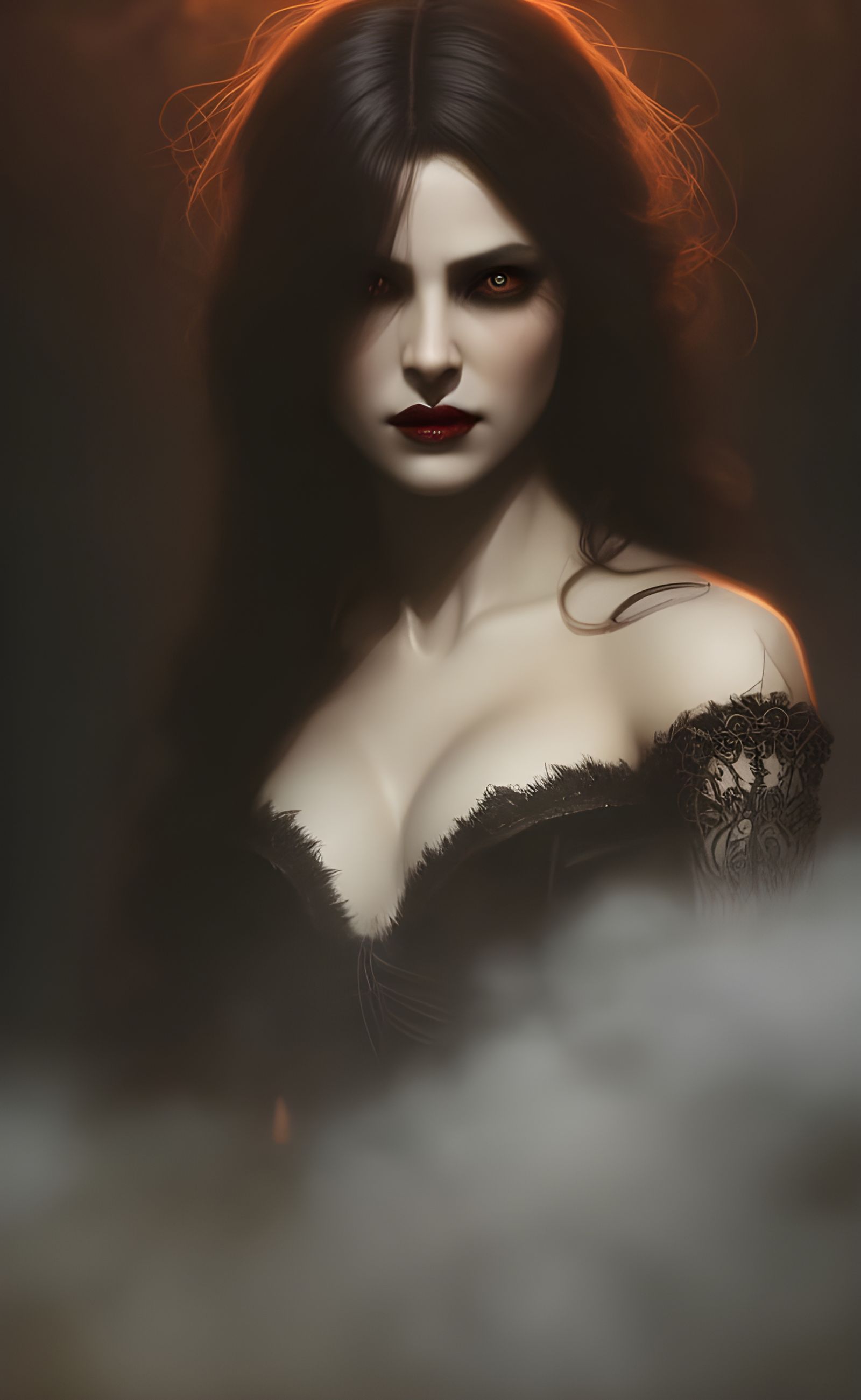 Vampire Woman Portrait with Dramatic Lighting