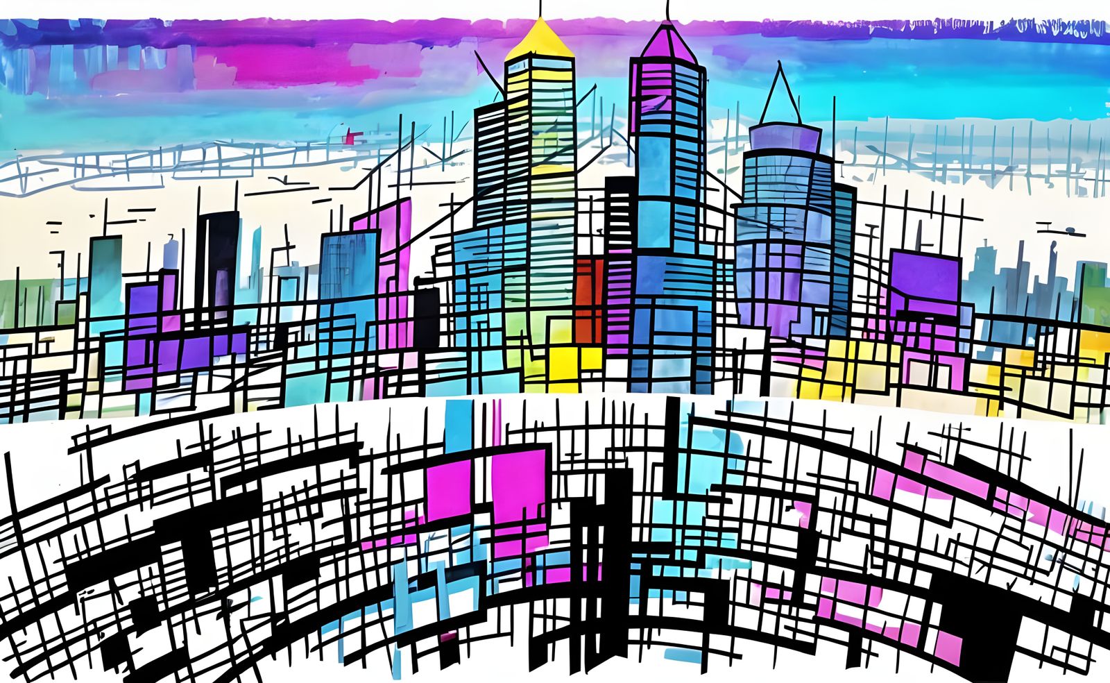 Abstract Cityscape in Rothko Colorfield Style