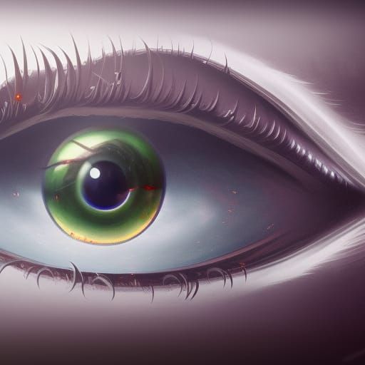 Detailed White Eyeball in Fantastical Landscape