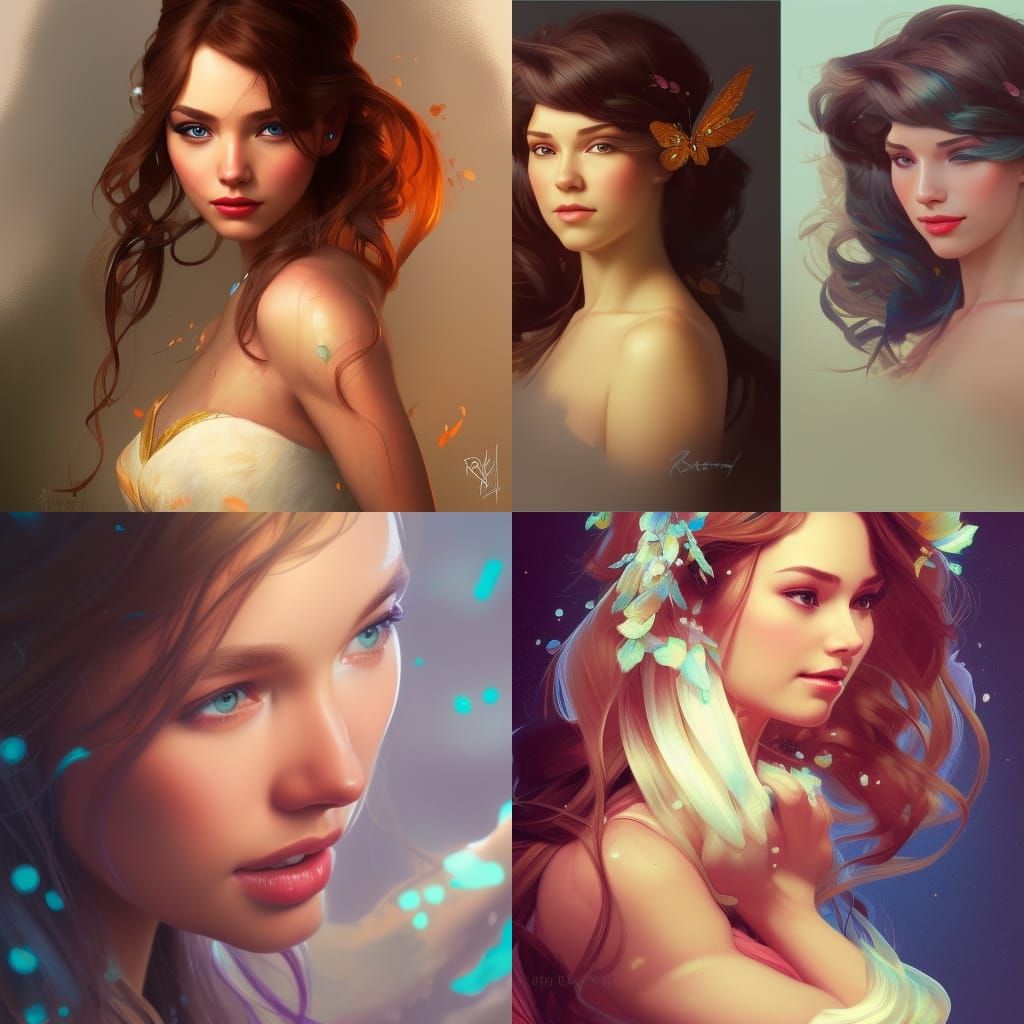 Disney Princess Portrait in Hyperdetailed Art Nouveau Style