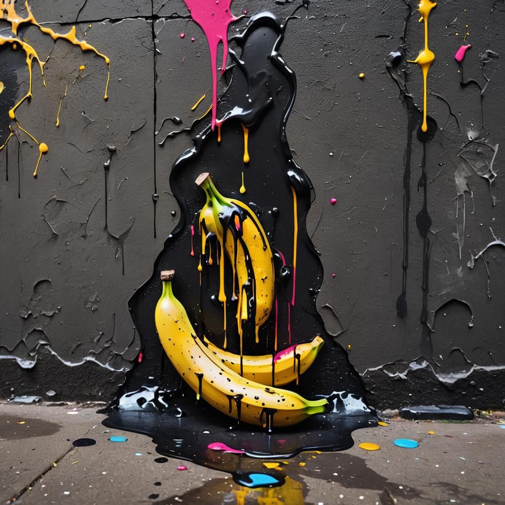 Banana Street Art in Urban Graffiti Style