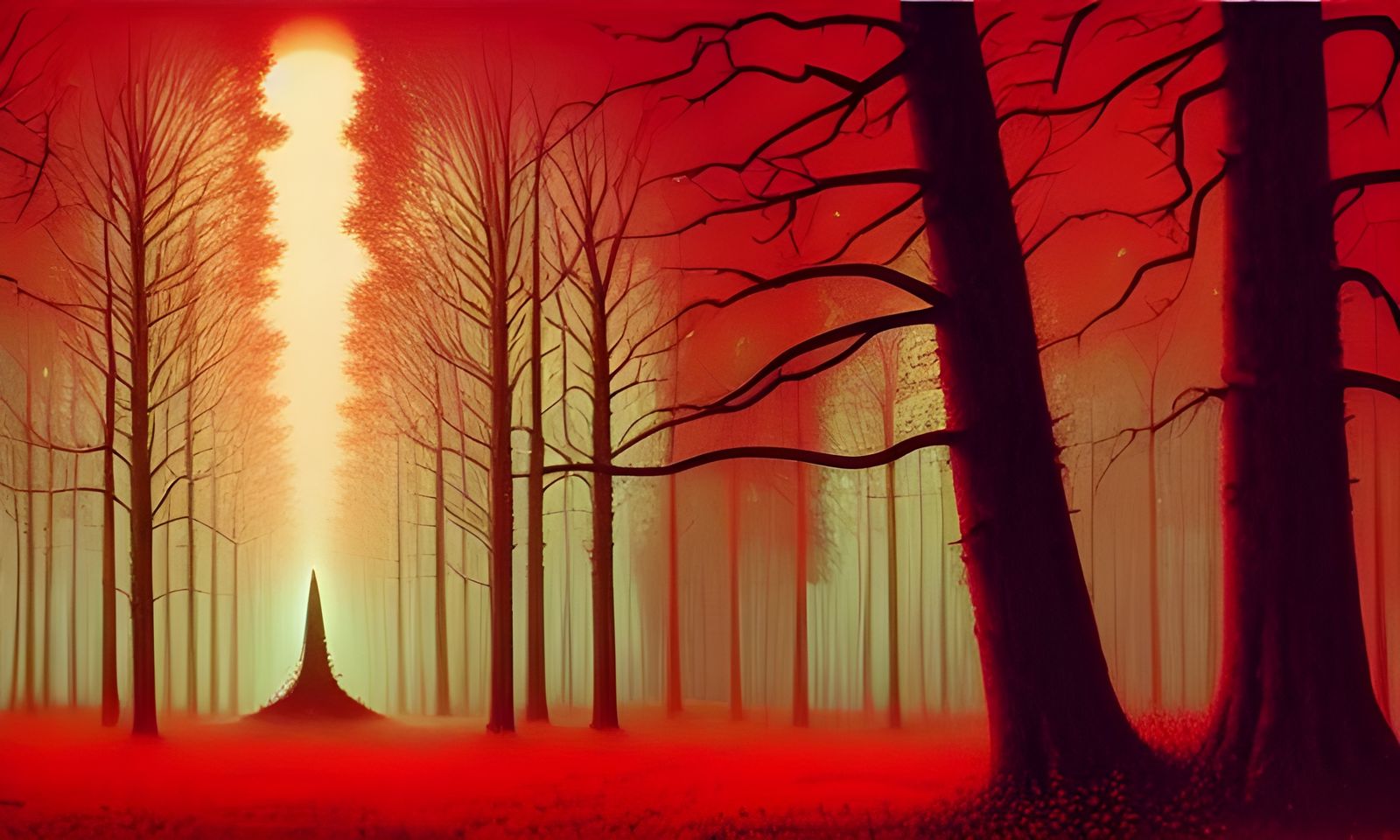Red Shape in the Woods: Surreal Photoillustration