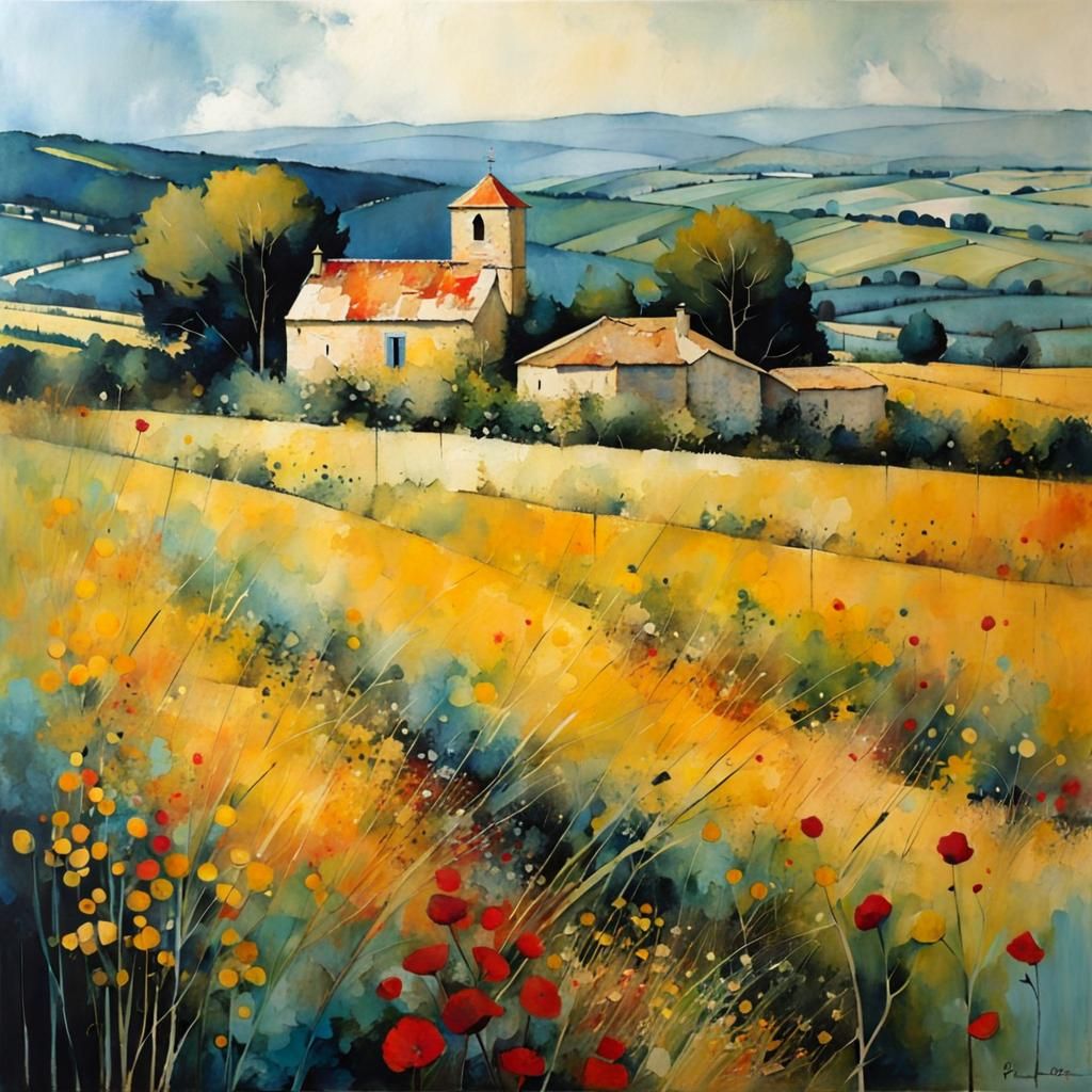 Provence Countryside Encaustic Painting Masterpiece