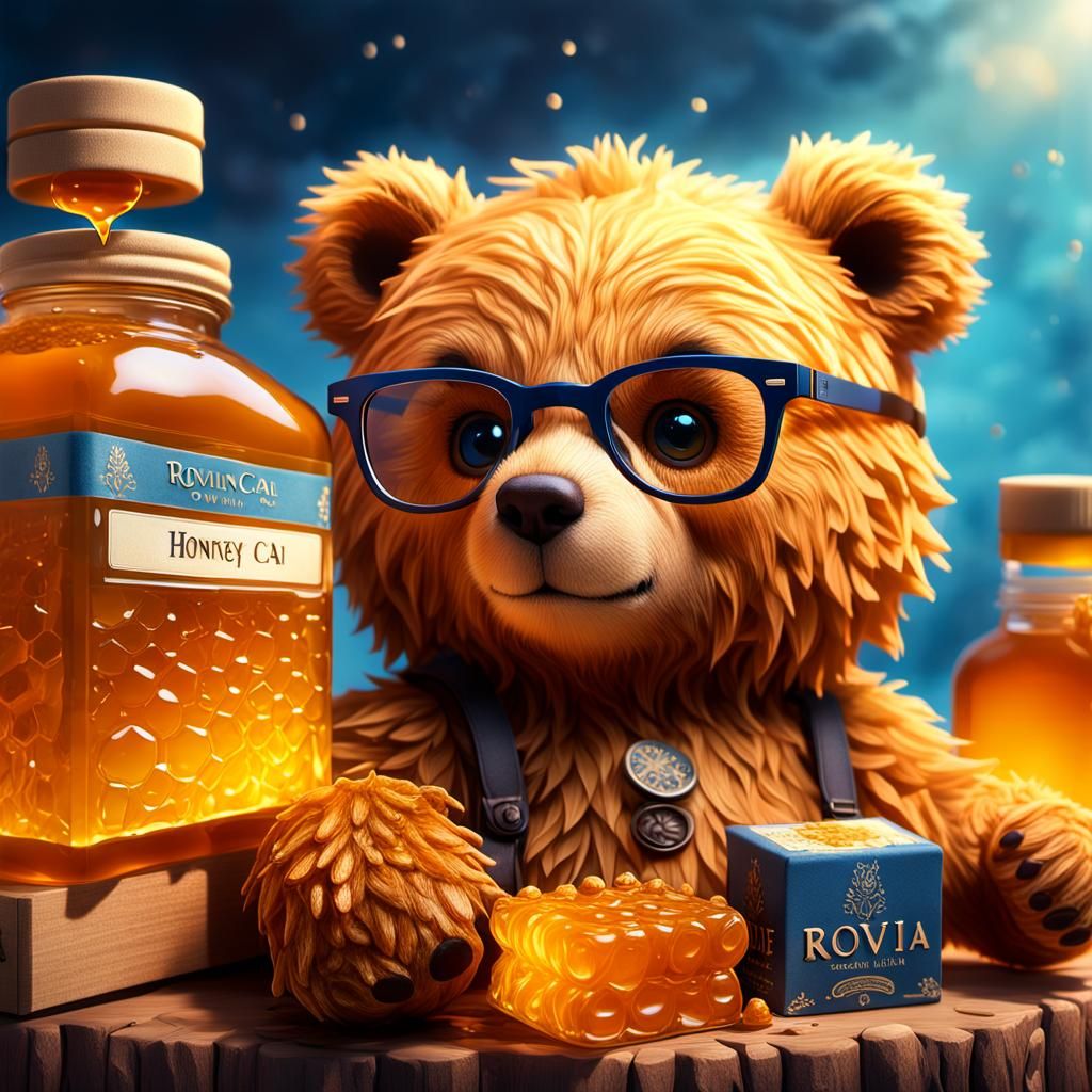Teddy Bear with Honey in Fantasy Concept Art