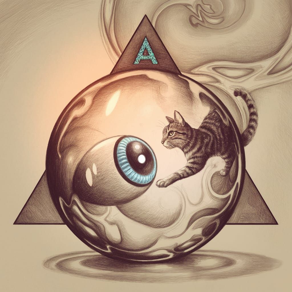 Whimsical Cat Meets Escher's Optical Illusion in Enchanted P...