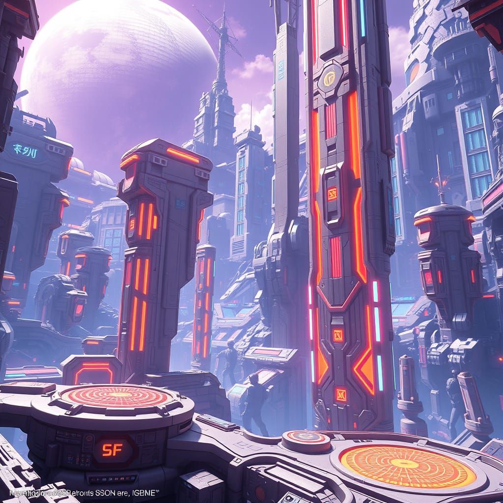 Futuristic Anime Scene in High-Tech Style