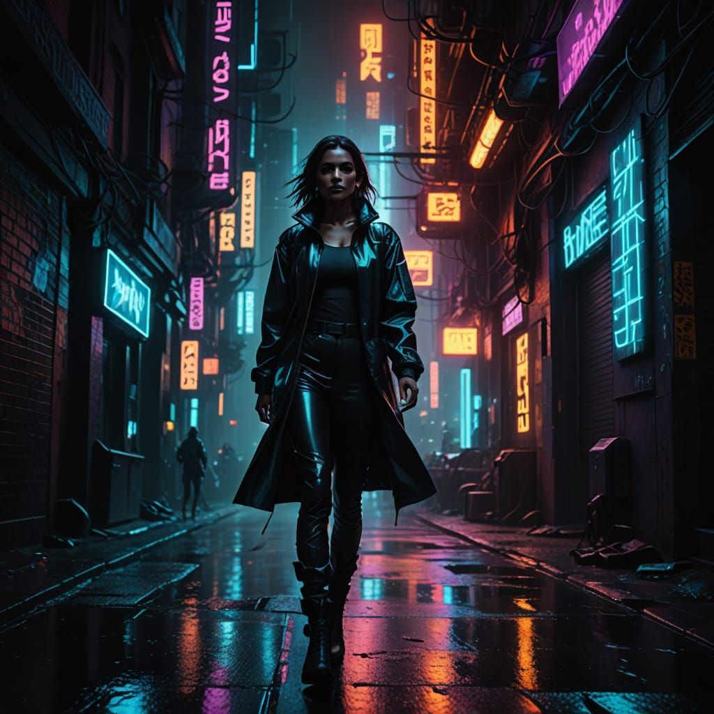 Cyberpunk Goddess in Neon Shadows