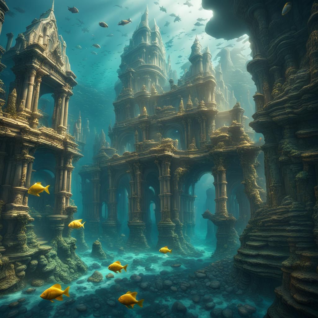 Atlantis Underwater City in Detailed Digital Painting
