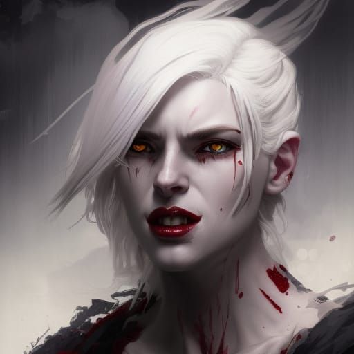 Beautiful Vampire with Bloody Eyes Portrait