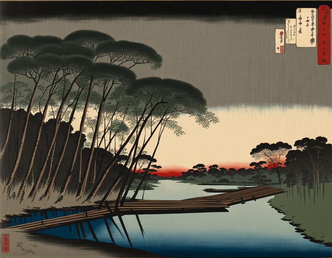 Mangrove Swamp in Ukiyo-e Style
