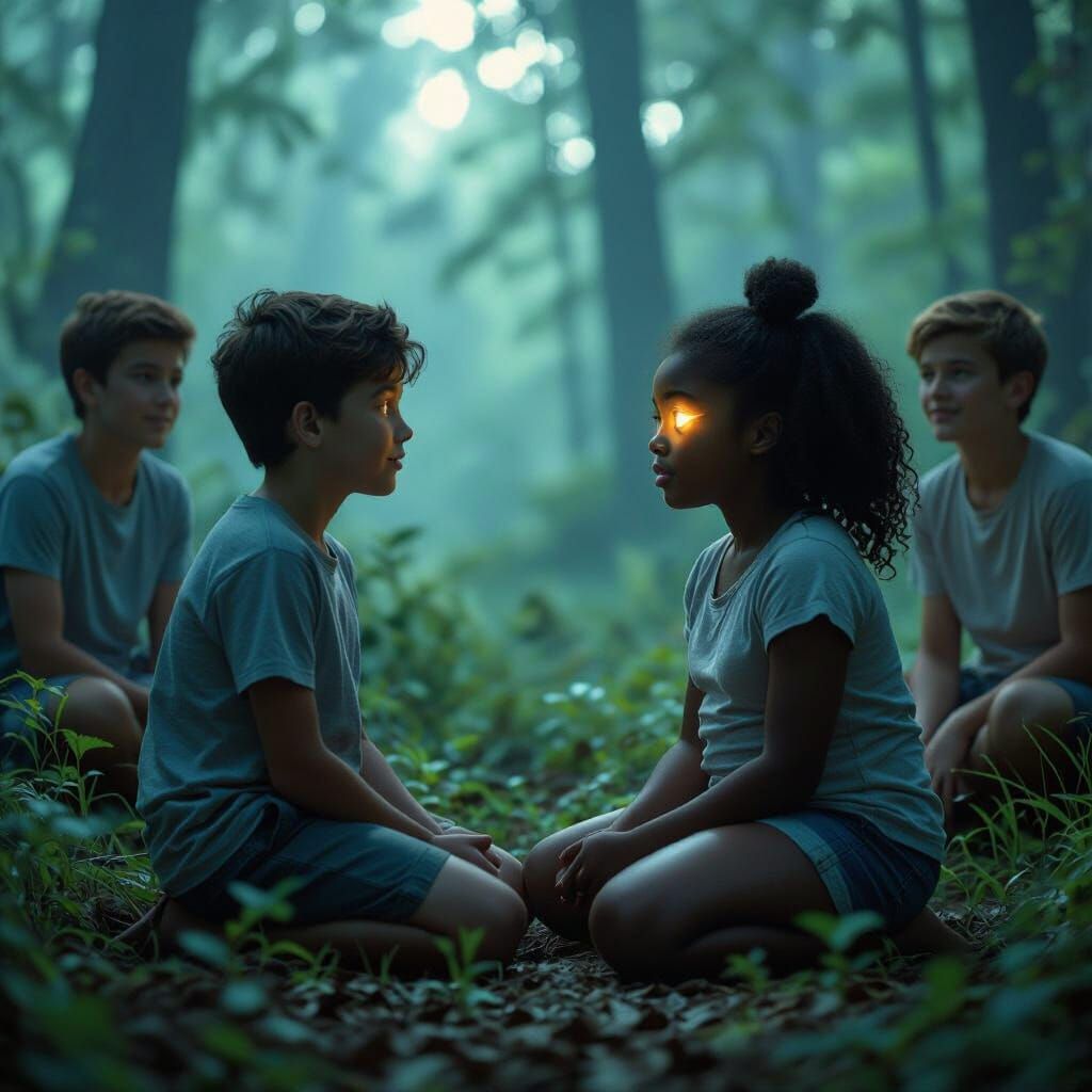 Dreamlike Forest Encounter in Cinematic Style