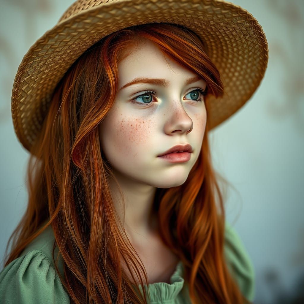 Enchanting Young Girl in Contemplative Repose