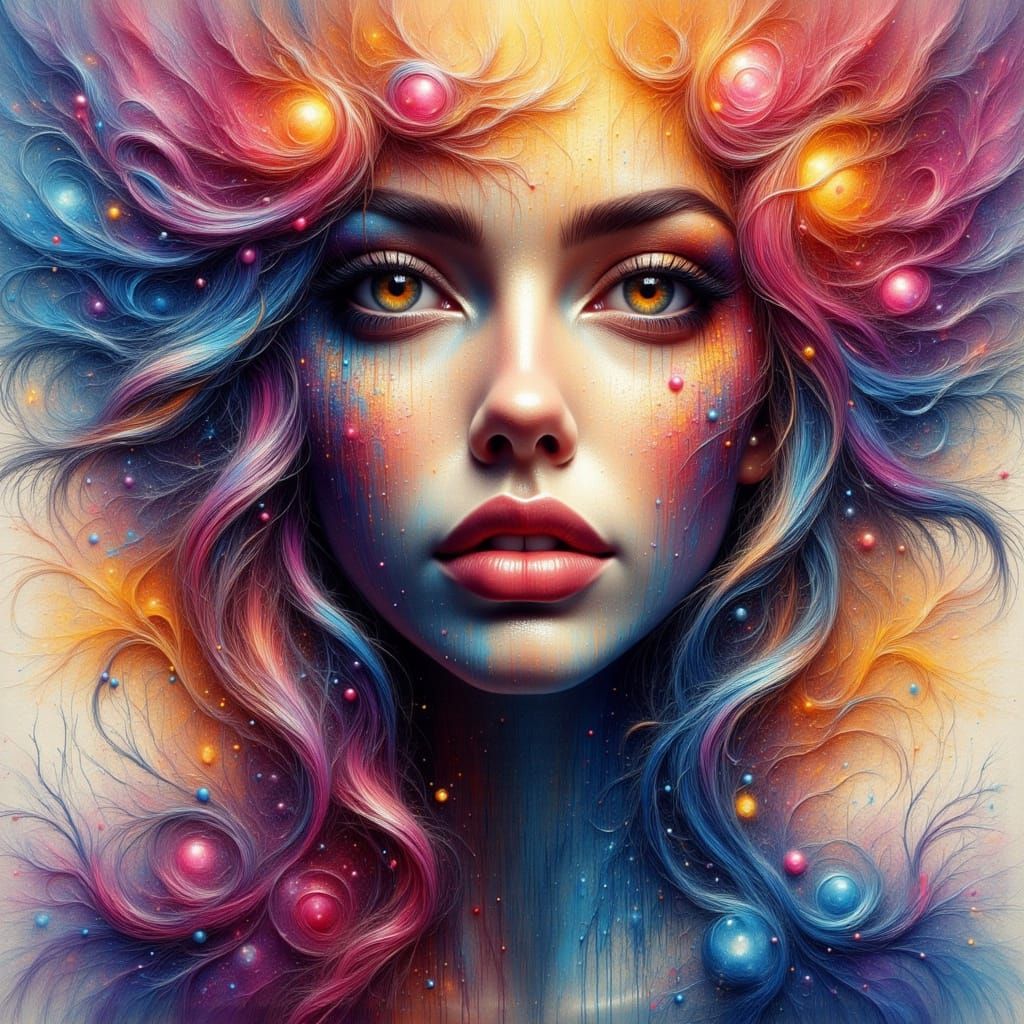 Abstract Pastel Women in Textured Flux Art