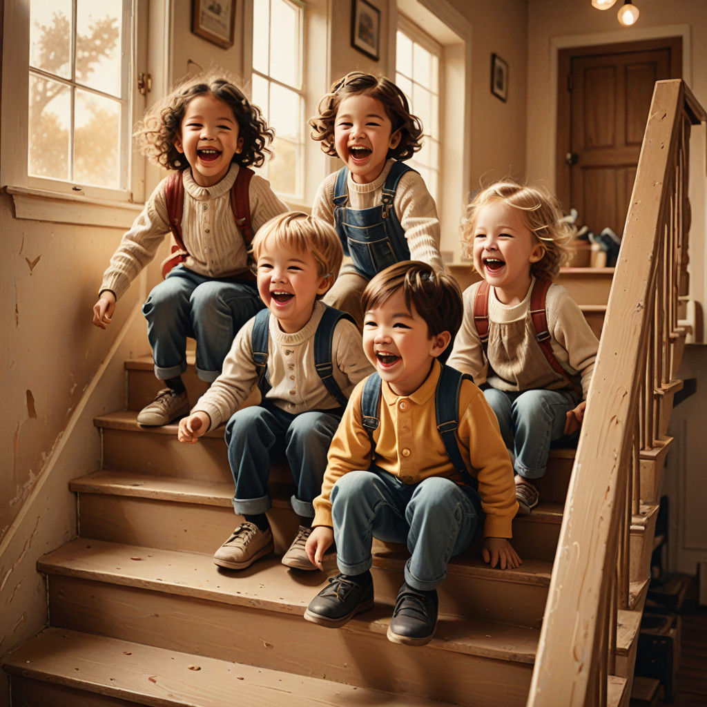 Whimsical Children in Warm Golden Lighting