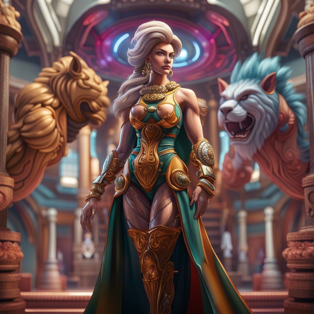 Anime Portrait of Female Bodybuilder as King of Fighters Cha...