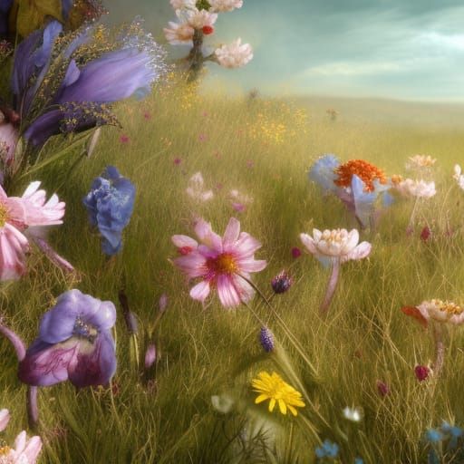 Wildflowers and Barbed Wire in Fantasy Style