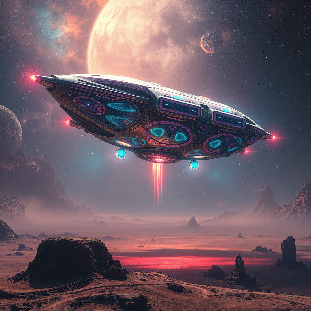 Intergalactic Spacecraft Descends on Alien World