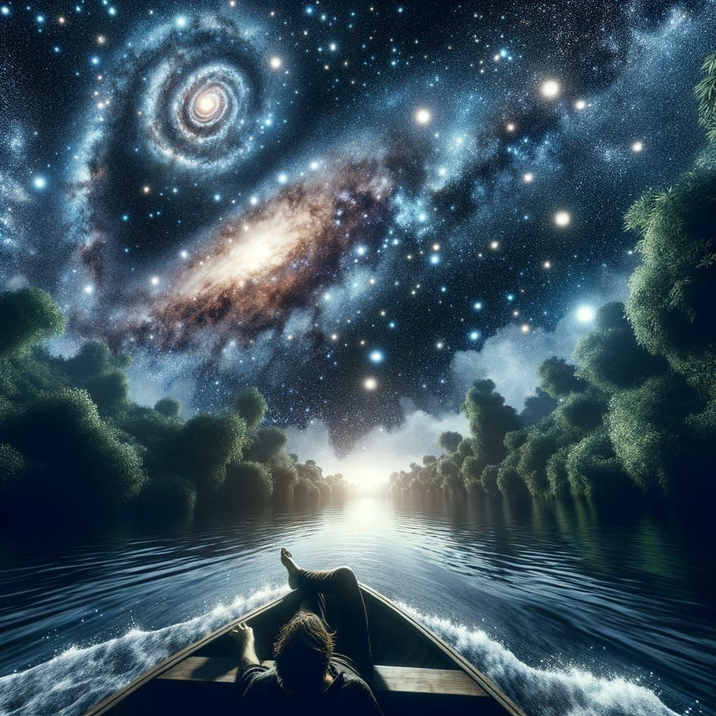 Immersive Night Sky River View