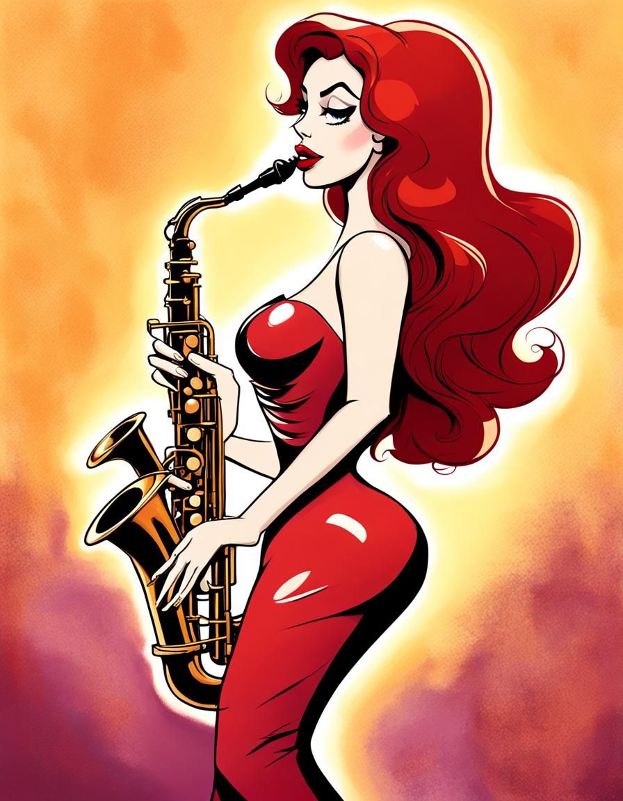 Jessica Rabbit Cabaret Saxophone Performance in Digital Art ...