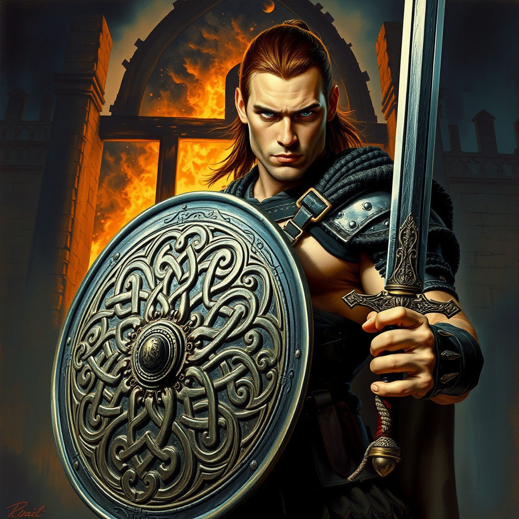 Battle-Ready Warrior in Celtic Armor