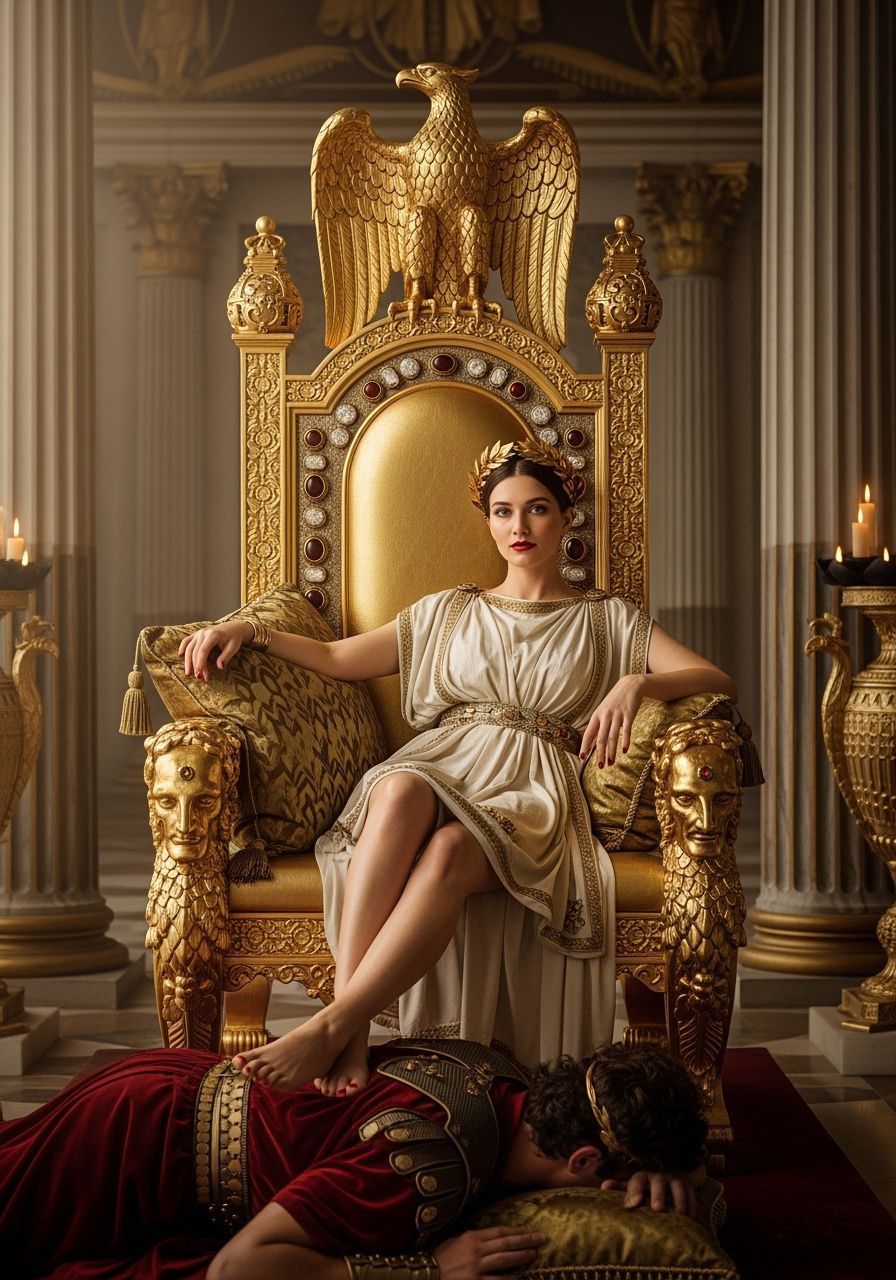 Roman Empress on Golden Throne in Imperial Palace