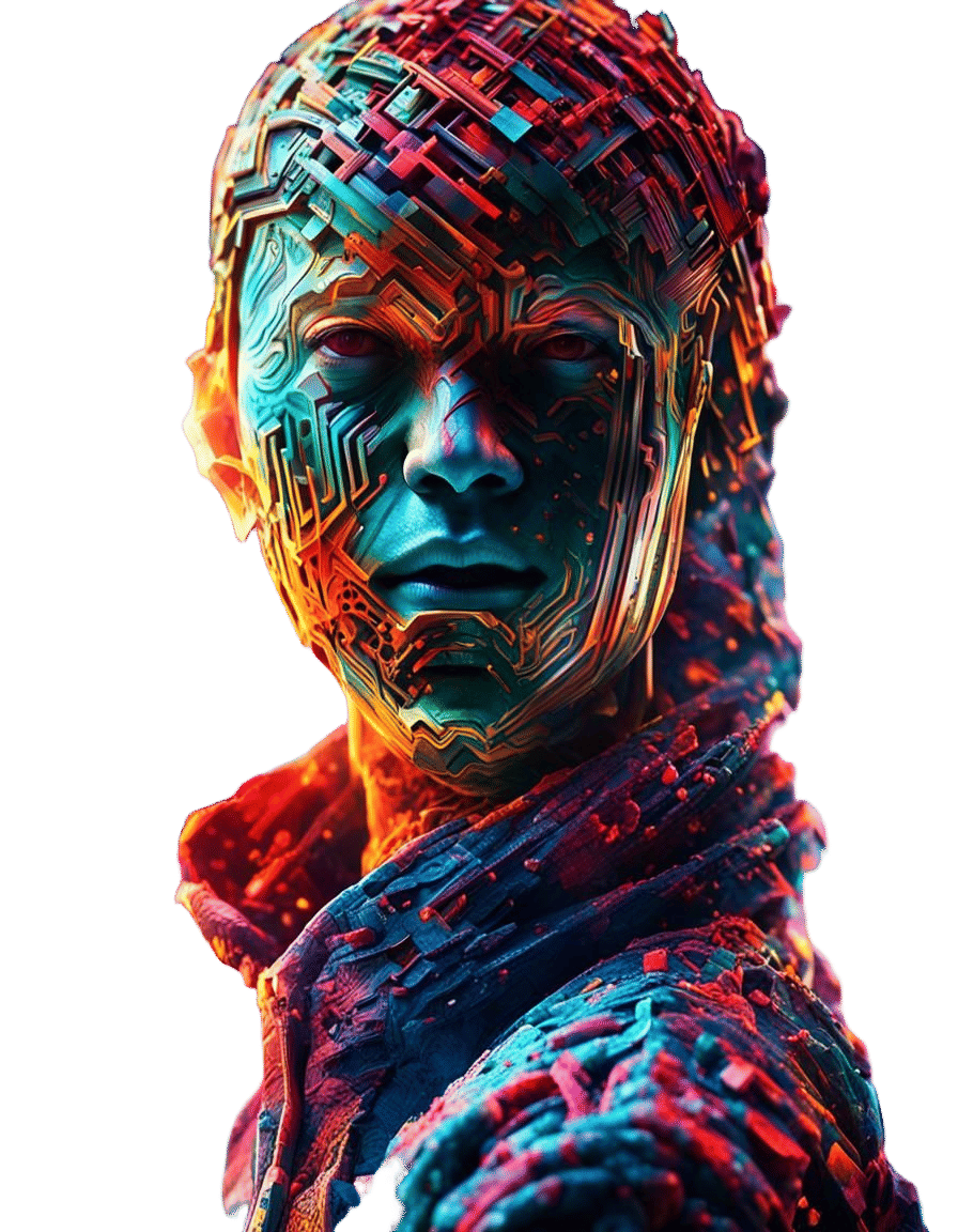 Abstract Shapes Emanating from Head in HDR