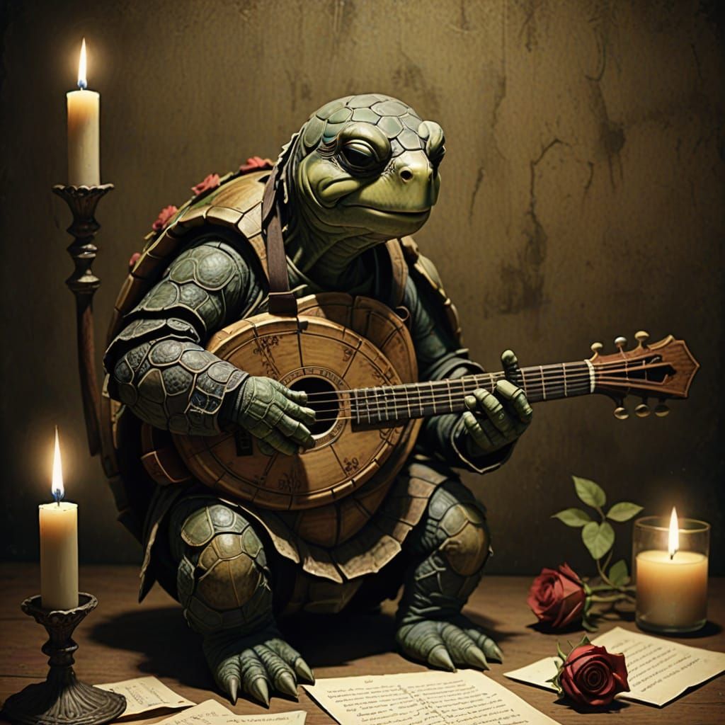 Melancholic Turtle Troubadour's Candlelit Farewell Serenade