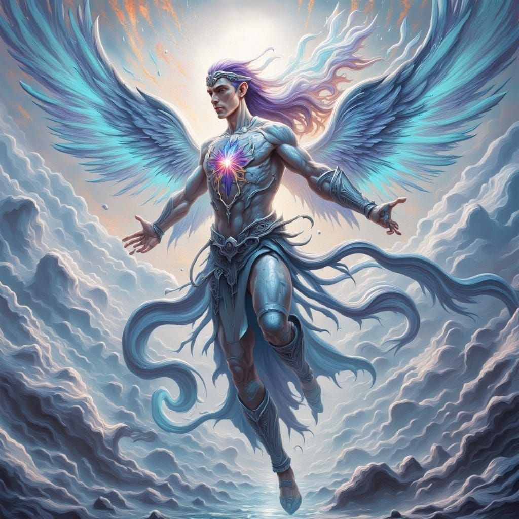 Ethereal Elven Prince Radiates Dragon Essence in Vibrant, Su...