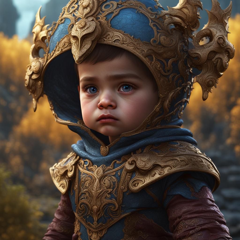 Detailed Matte Painting of a Pouting Baby