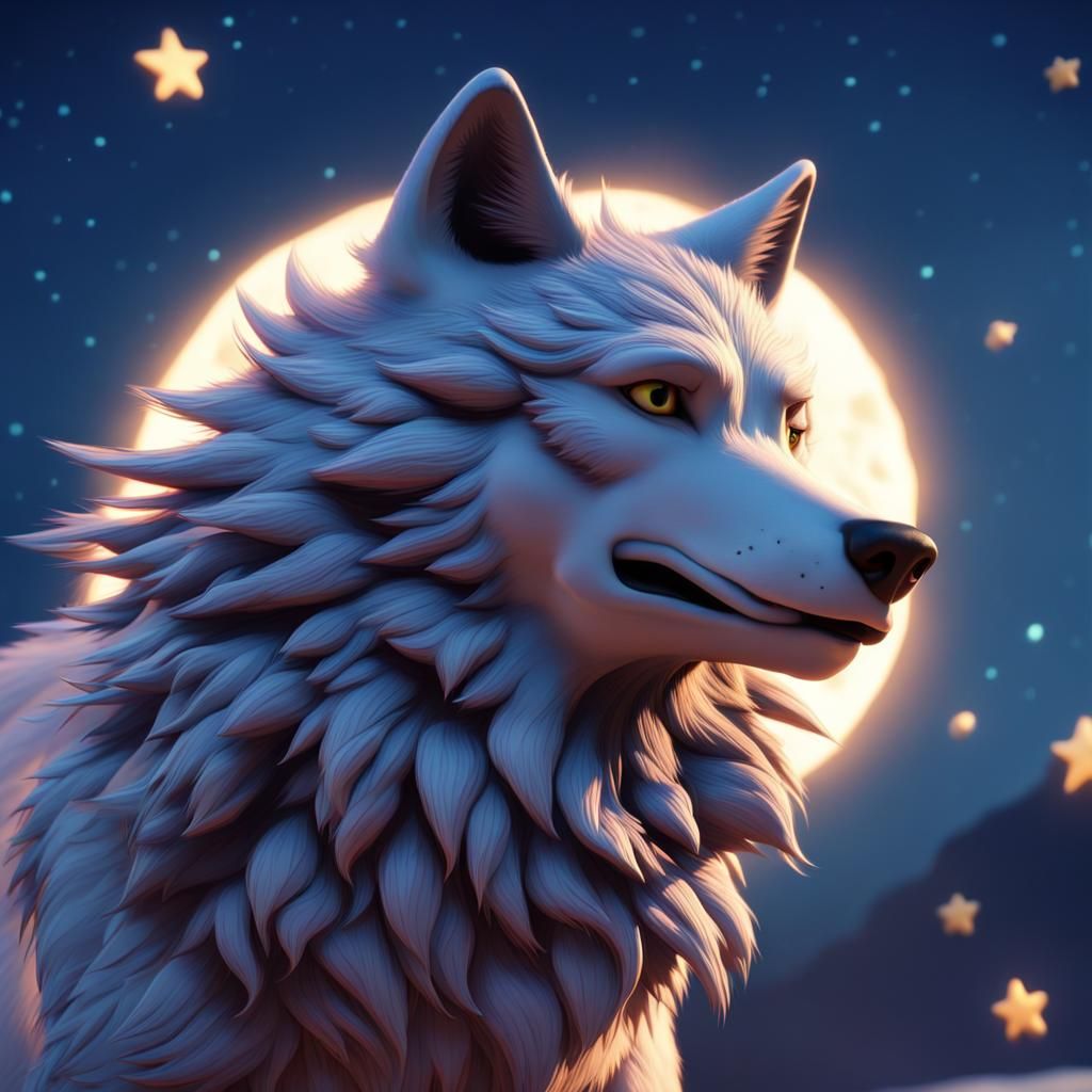 Stardust Wolf Portrait in 3D Digital Art