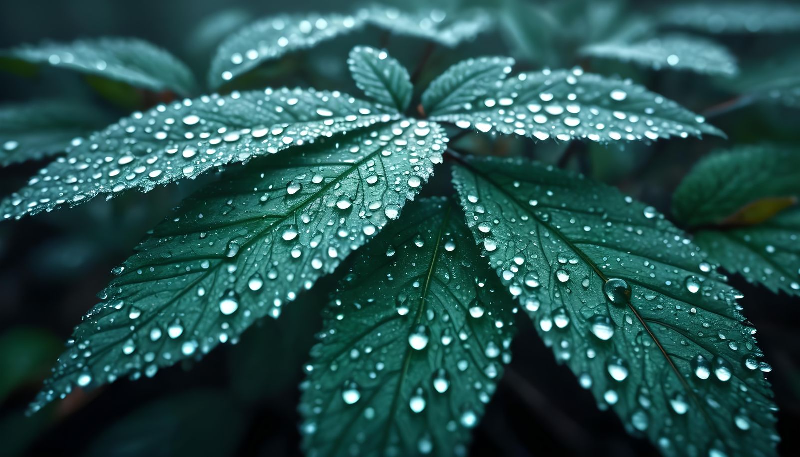 Dew-Kissed Leaves: Hyperrealistic 3D Macro Render
